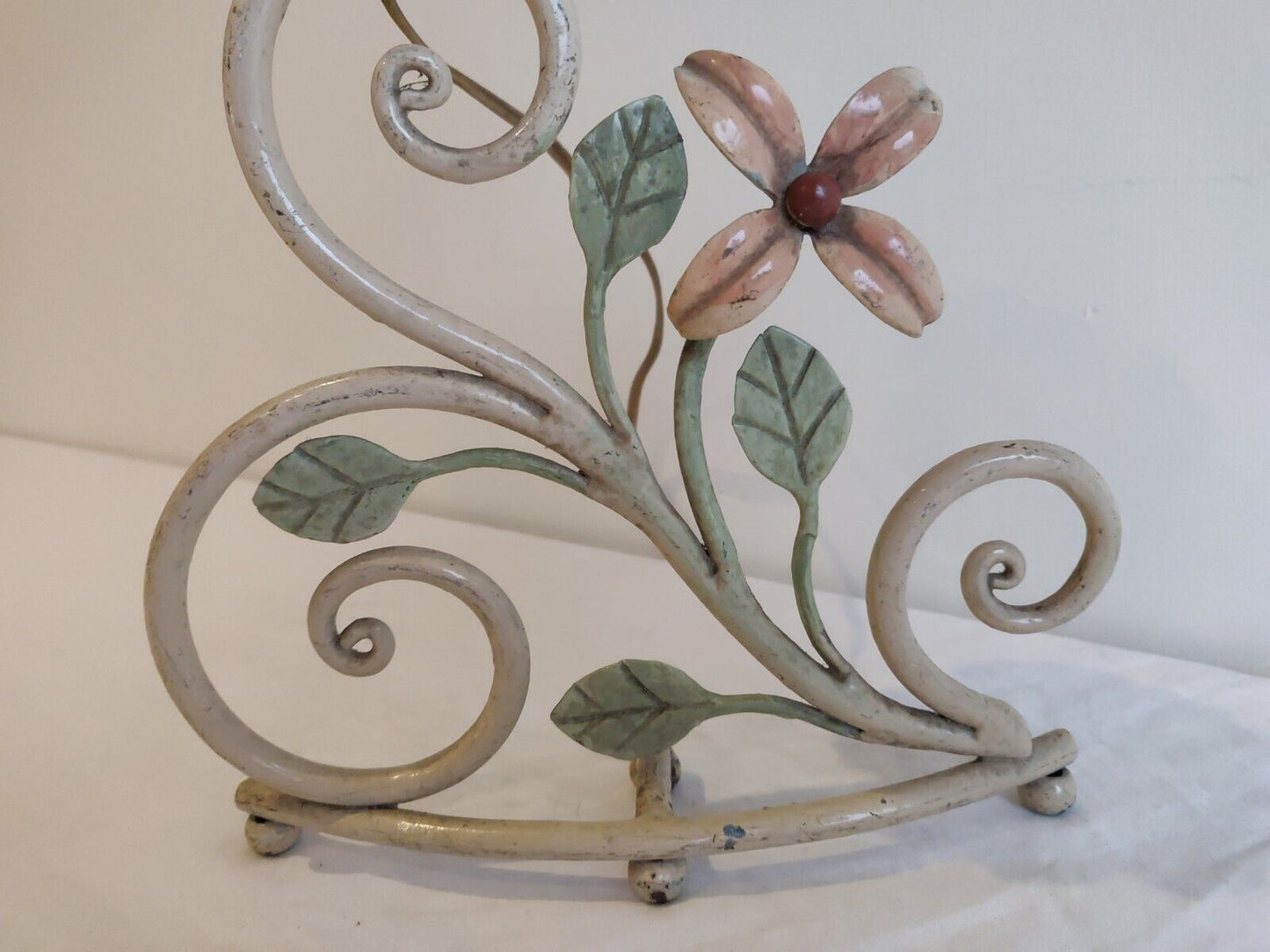 Victorian Table Light Floral Painted Freestanding Metal Antique