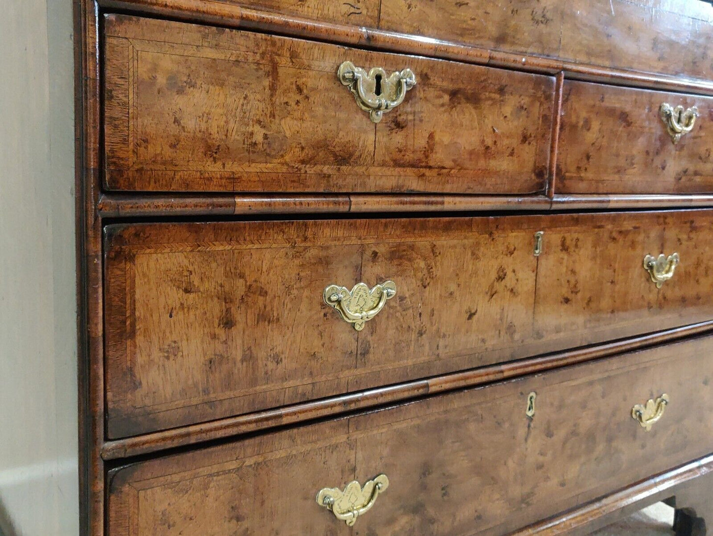 George I Walnut Bureau Featherbanded