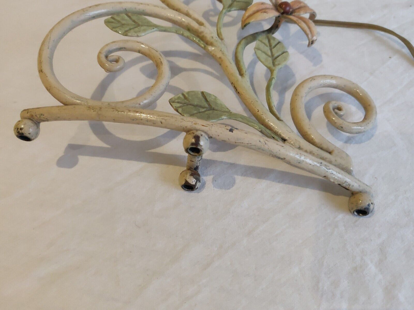 Victorian Table Light Floral Painted Freestanding Metal Antique