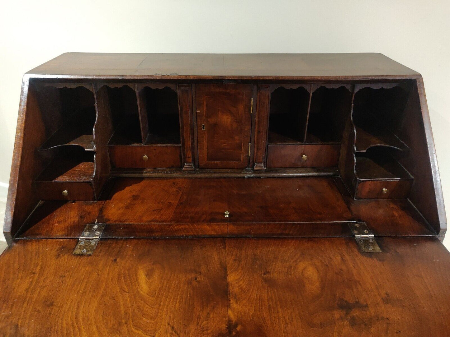 George I Walnut Bureau Featherbanded