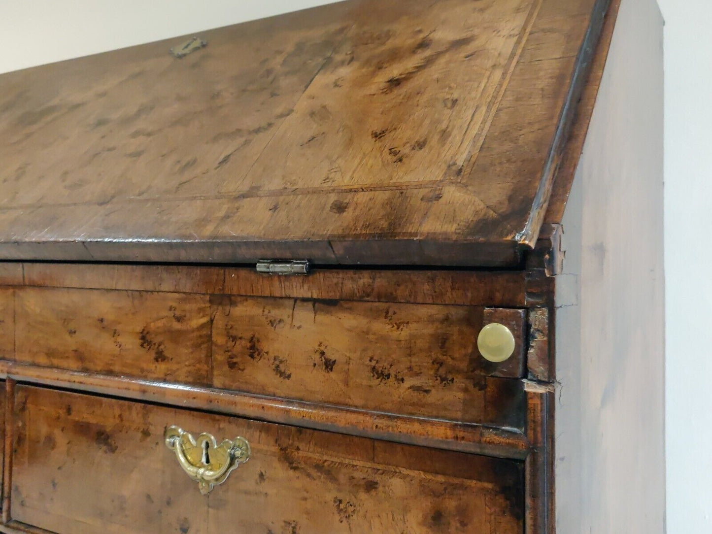 George I Walnut Bureau Featherbanded